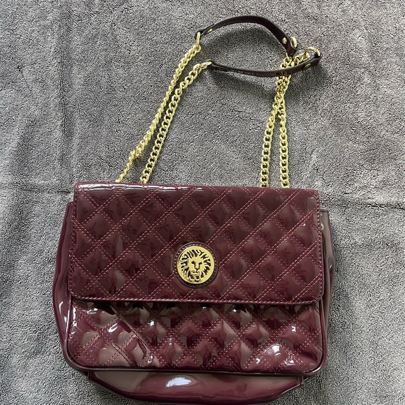 Anne Klein Maroon/Purple and Gold Quilted Shoulder Bag - Picture 1 of 6